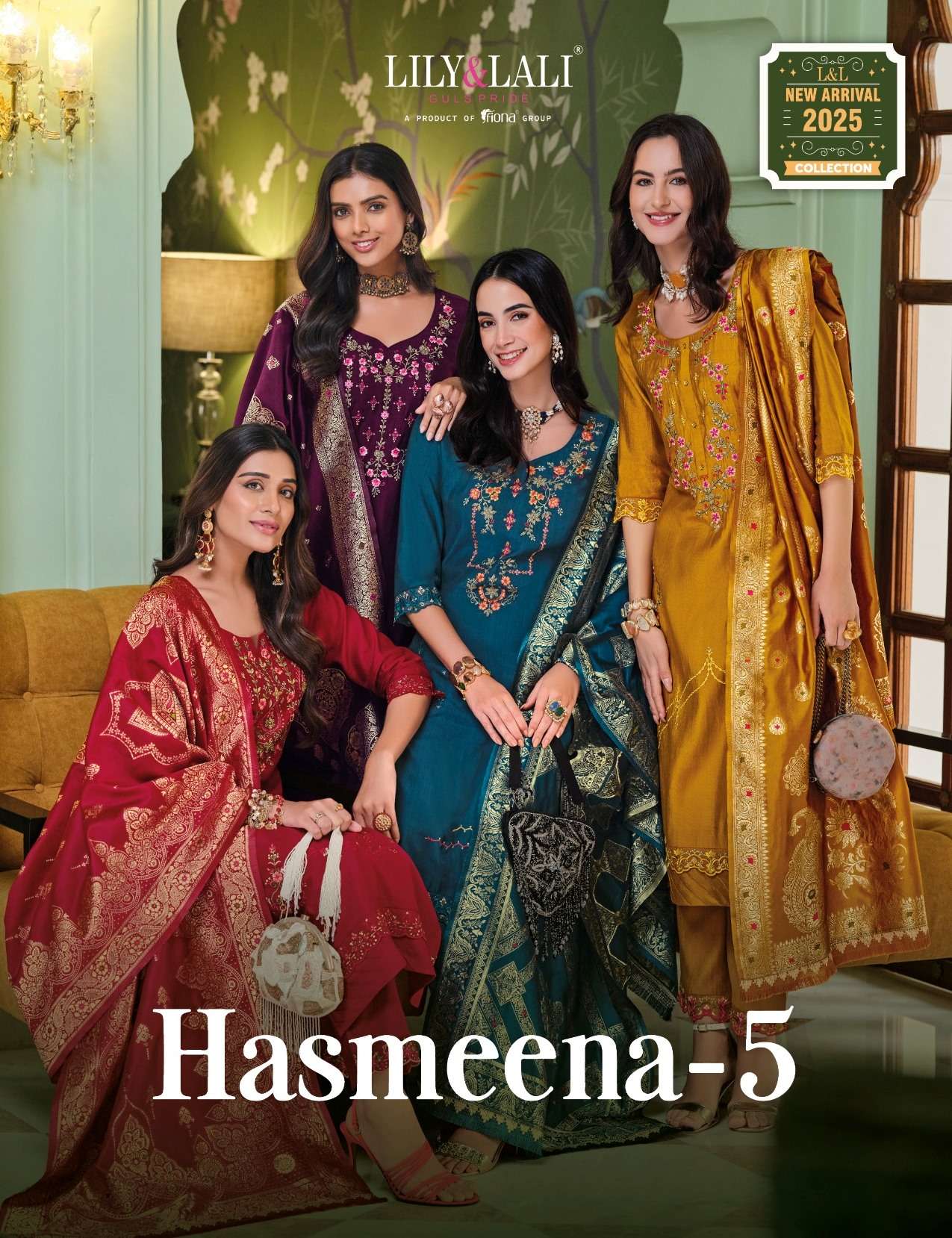 LILY & LALI PRESENTS HASMEENA VOL-5 HANDWORK VISCOSE SILK READYMADE 3PCS KURTIS CATALOG WHOLESALER AND EXPORTER IN SURAT