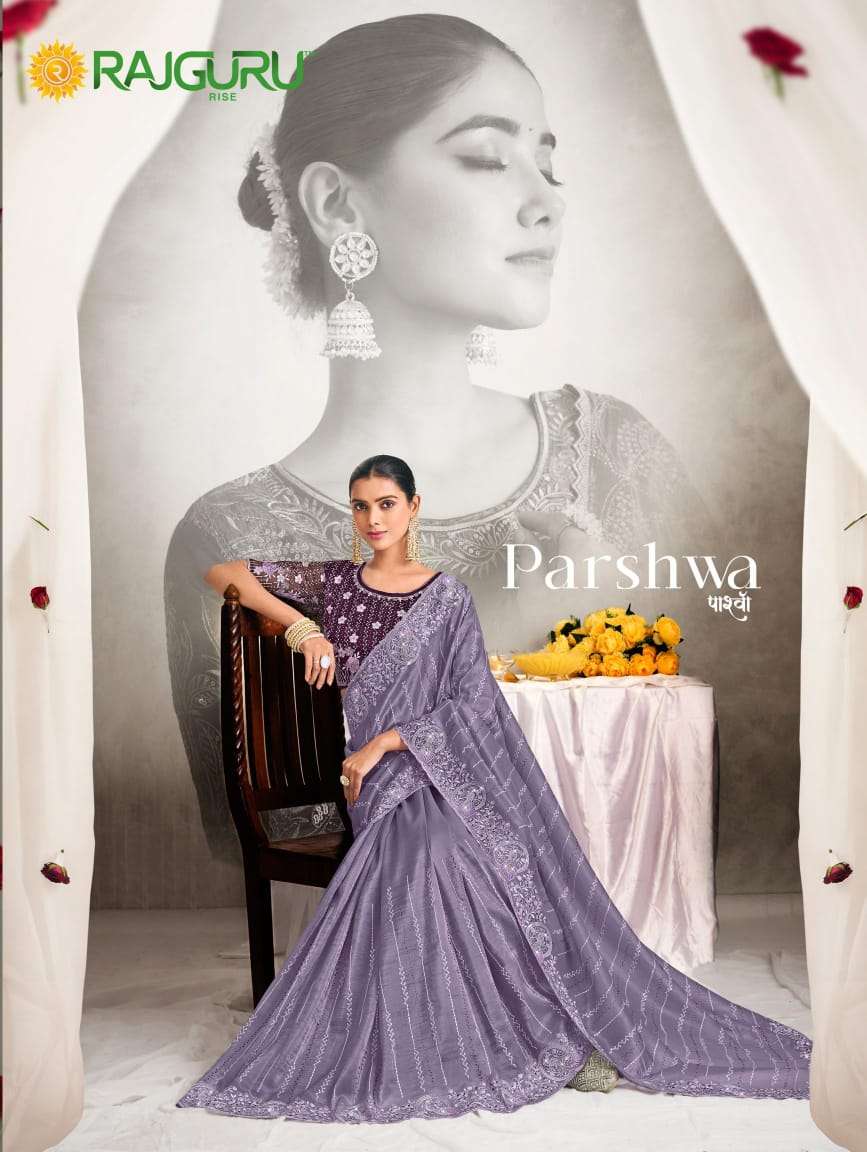 RAJGURU PRESENTS PARSHWA DESIGNER FANCY SAREES CATALOG WHOLESALER AND EXPORTER IN SURAT