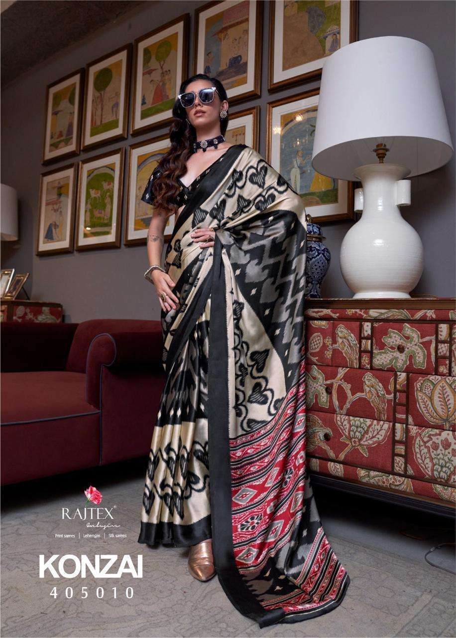 RAJTEX PRESENTS KONZAI SATIN CRAPE 405001-405010 GORGEOUS LOOK SAREE WHOLESALER