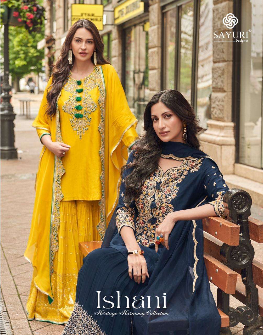 SAYURI DESIGNER PRESENT ISHANI FUNCTION WEAR READYMADE DIFFERENT STYLE 3PCS SUIT CATALOG WHOLESALER AND EXPORTER IN SURAT 