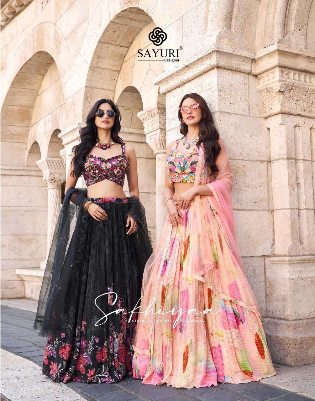 SAYURI DESIGNER PRESENT SAKHIYAA  FUNCTION WEAR READYMADE FANCY LEHNGHA CHOLI CATALOG WHOLESALER AND EXPORTER IN SURAT 