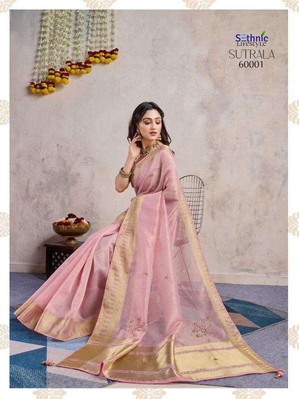 SETHNIC LIFESTYLE PRESENTS SUTRALA BEAUTIFUL LOOK LINEN SAREE WITH FANCY BLOUSE CATALOG WHOLESALER 