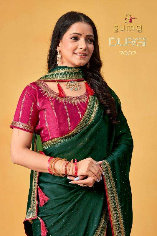 SUMA DESIGNER PRESENTS DURGI 7001-7009 BLACK RANGOLI ATTRACTIVE LOOK SAREES CATALOG WHOLESALER AND EXPORTER 