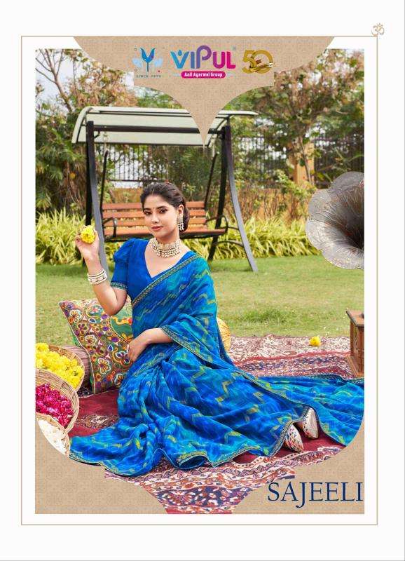 VIPUL PRESENTS SAJEELI VOL-1 GEORGETTE UNIQUE COLOURS NEW SAREES CATALOG WHOLESALER AND EXPORTER 