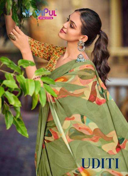 VIPUL PRESENTS UDITI 86976-86987 WEIGHTLESS PATTERN SUMMER BEAUTY SAREES CATALOG WHOLESALER AND EXPORTER 