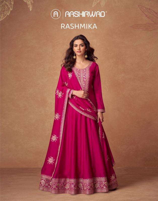 Aashirwad Creation Presents Rashmika Fully Stitch Silk Party Wear Gown Catalog Wholesaler And Exporter In  Surat 