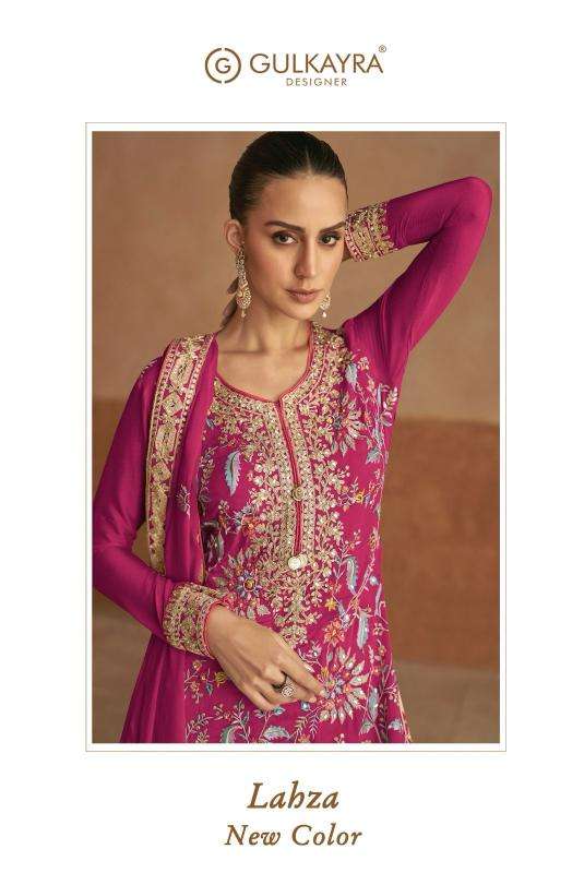 gulkayra designer presents lahza new colour fully stitch chinon designer plazzo suit catalog wholesaler and exporter 