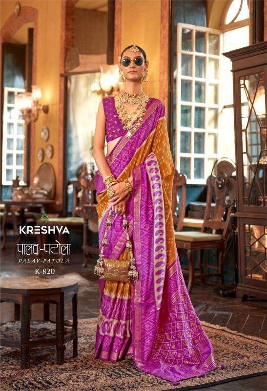 kreshva presents palav patola silk luxury print designer saree for womens catalog wholesaler and exporter in surat