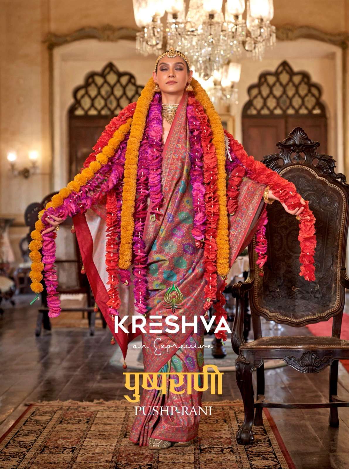 kreshva presents pushpa rani  wedding wear silk saree catalog wholesaler and exporter in surat