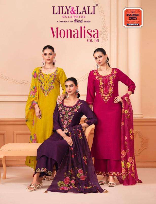 lily & lali presents monalisa vol-6 readymade viscose designer 3pcs kurtis catalog wholesaler and exporter 