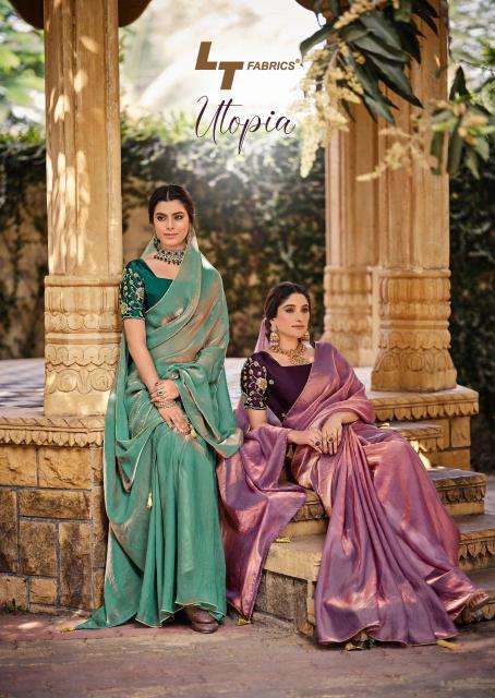 lt fashions presents utopia malai silk attractive look fancy sarees catalog wholesaler and exporter 