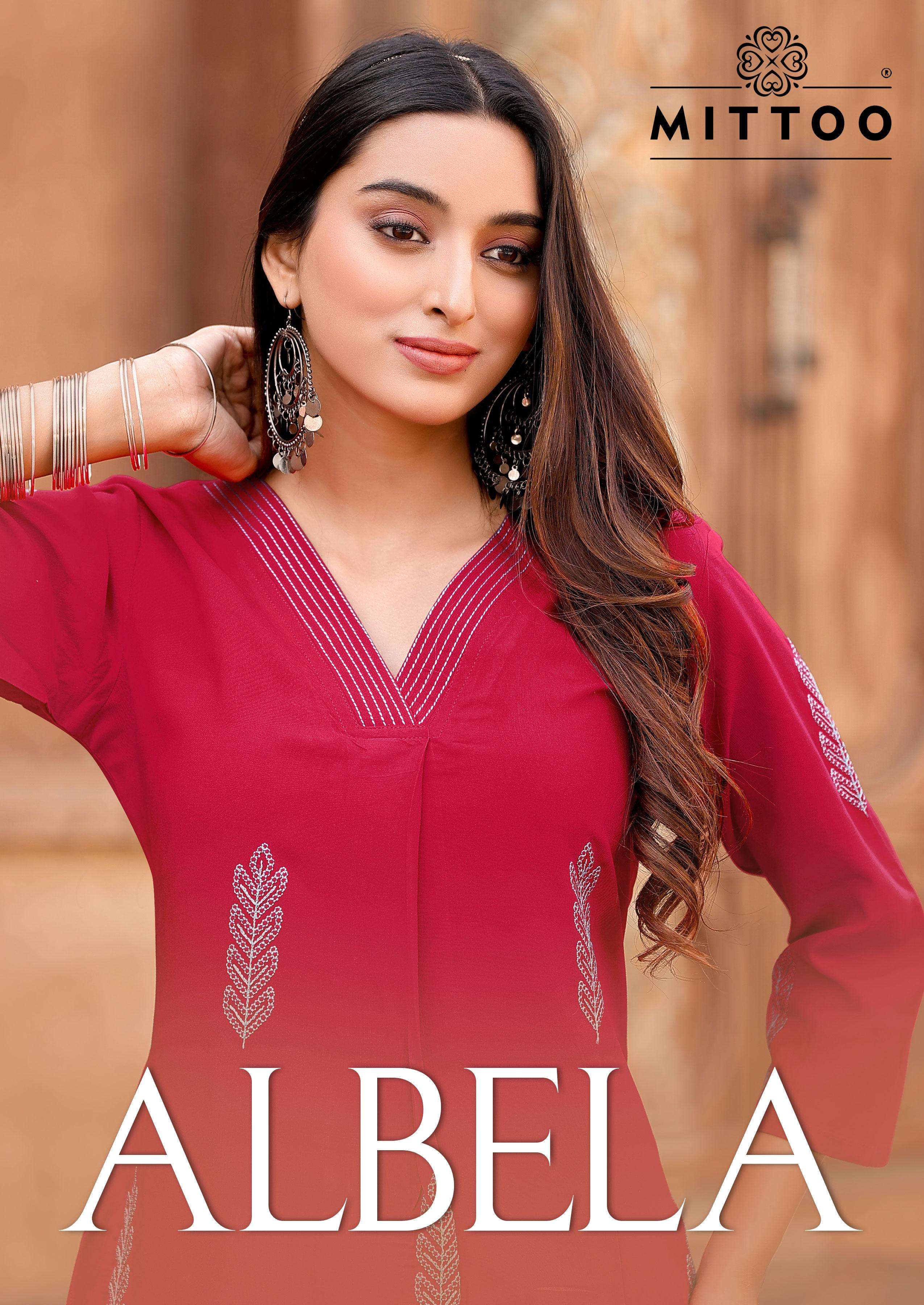 MITTOO PRESENTS ALBELLA FANCY RAYON KURTIS CATALOG WHOLESALER AND EXPORTER IN SURAT