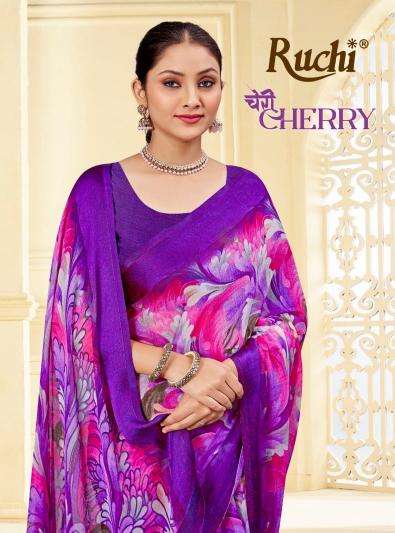 ruchi presents cherry vol-43 chiffon printed sarees catalog wholesaler and exporter 