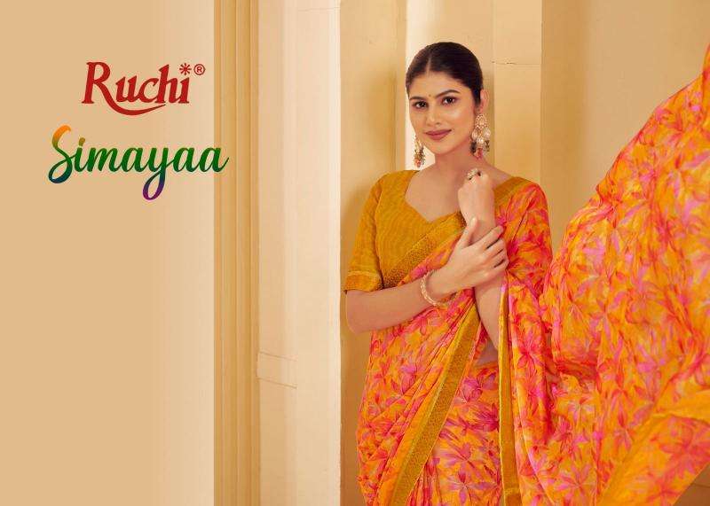 Ruchi Presents Simayaa vol 27 Chiffon Daily Wear Saree Wholesaler And Exporter In Surat 