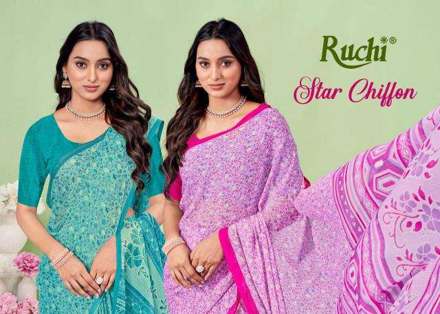 Ruchi Presents Star Chiffon Vol-186 Chiffon Daily Wear Fancy Sarees Catalog Wholesaler And Exporter In Surat