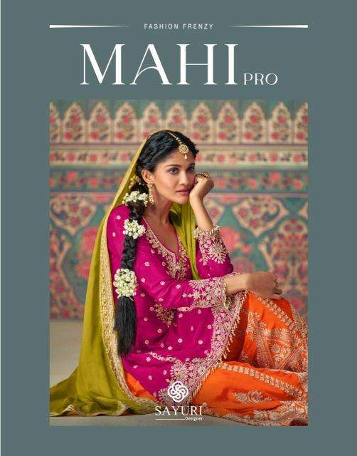 sayuri designer presents mahi pro readymade chinon silk plazzo style dress catalog wholesaler and exporter in surat