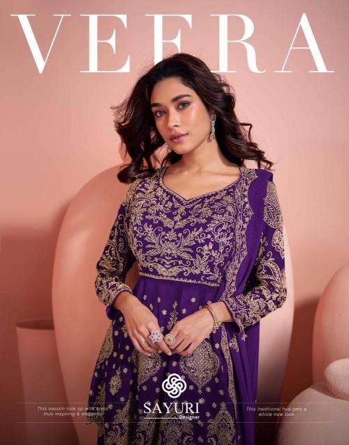 sayuri designer presents veera fully stitch georgette traditional plazzo salwar suit for festivals catalog wholesaler and exporter in surat