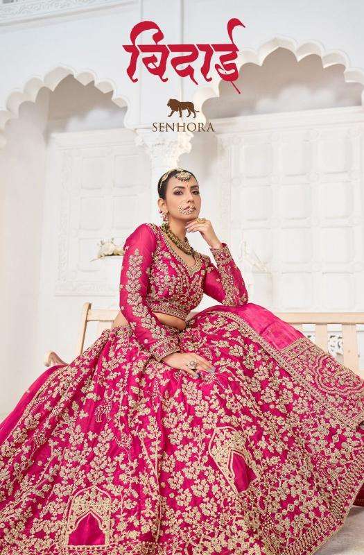 senhora presents bidai jimmy choo semi stitch lehenga unstitch blouse engagement lehenga for bride catalog wholesaler and exporter in surat