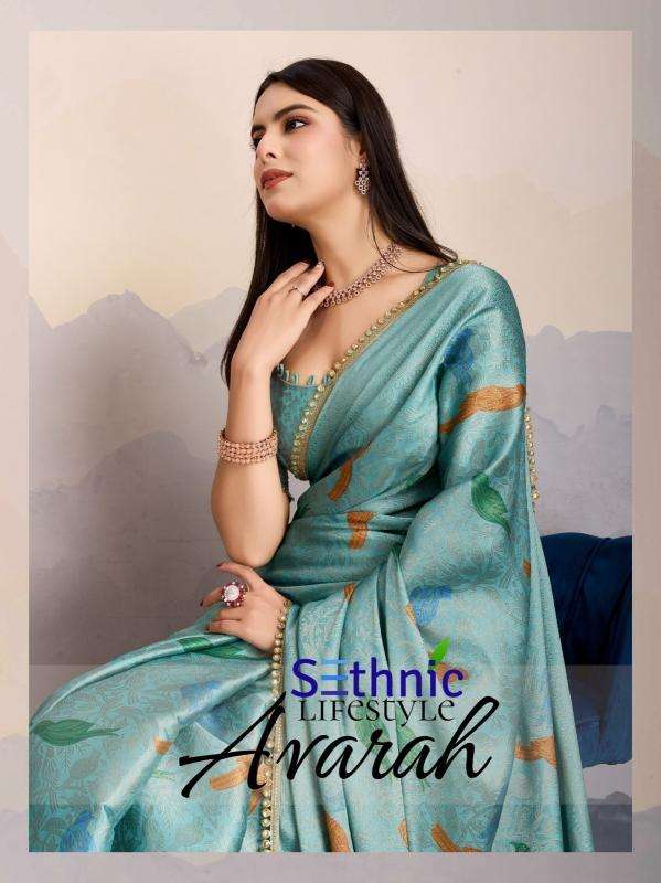 sethnic lifestyle presents avarah brocade silk stylish party wear saree catalog wholesaler and exporter 