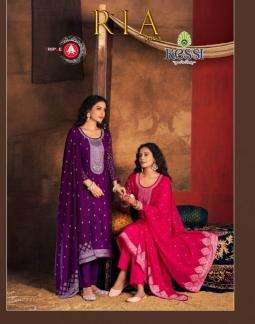 triple a presents ria vol-3 muslin lakhnavi jacquard classic dress material catalog wholesaler and exporter 