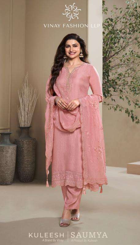 vinay presents kuleesh saumya paris silk fashionable design 3pcs salwar suits catalog wholesaler and exporter 