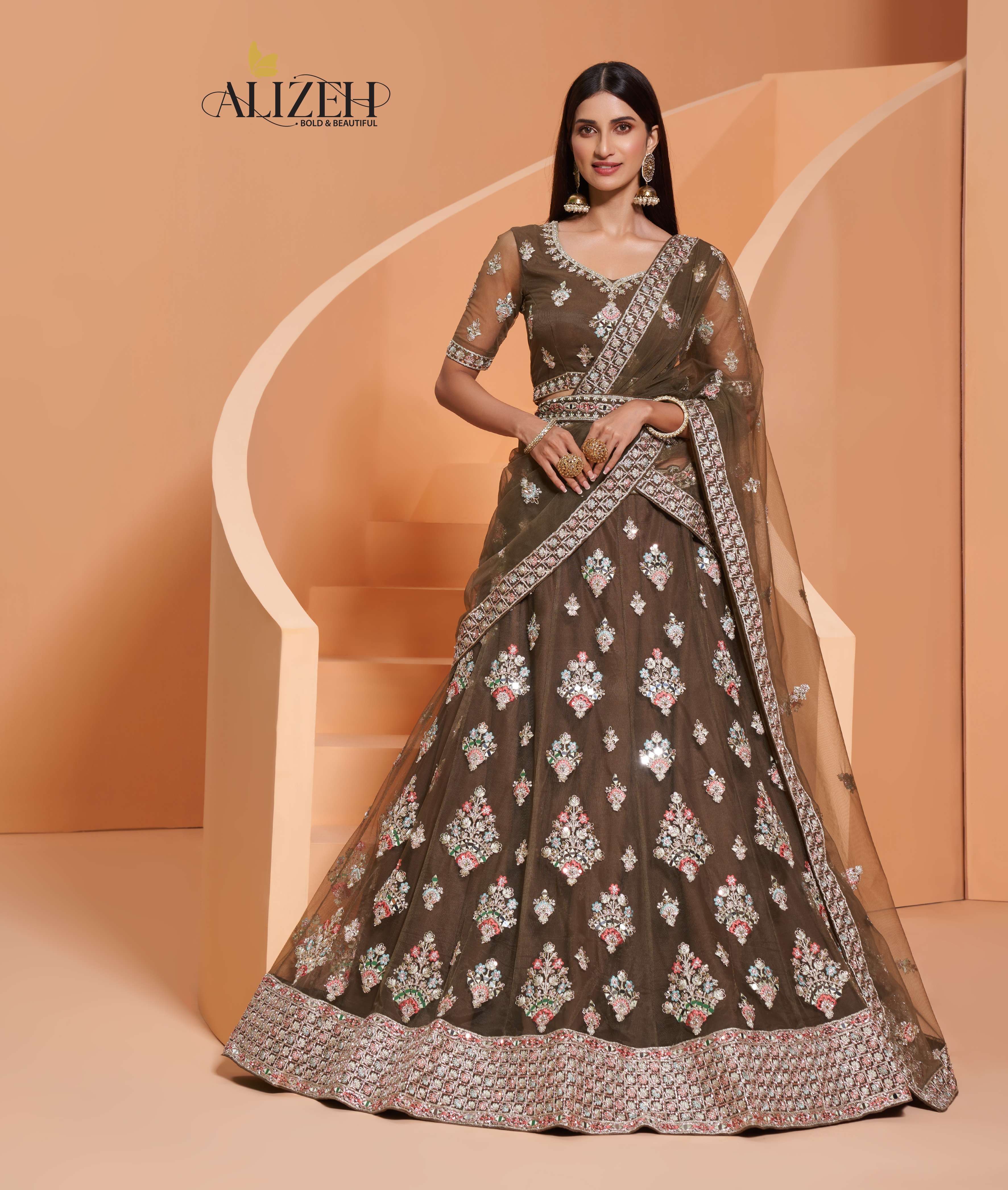 Alizeh presents Engagement vol- 2 1033 designer net lehenga choli catalog wholesaler