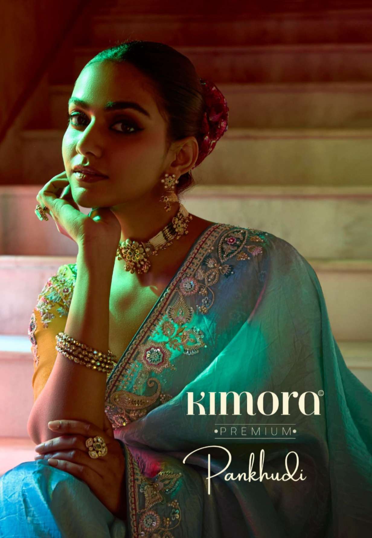 KIMORA PRESENTS PANKHUDI WEDDING STYLE FANCY FEBRICS SAREE CATALOG WHOLESALER AND EXPORTER 