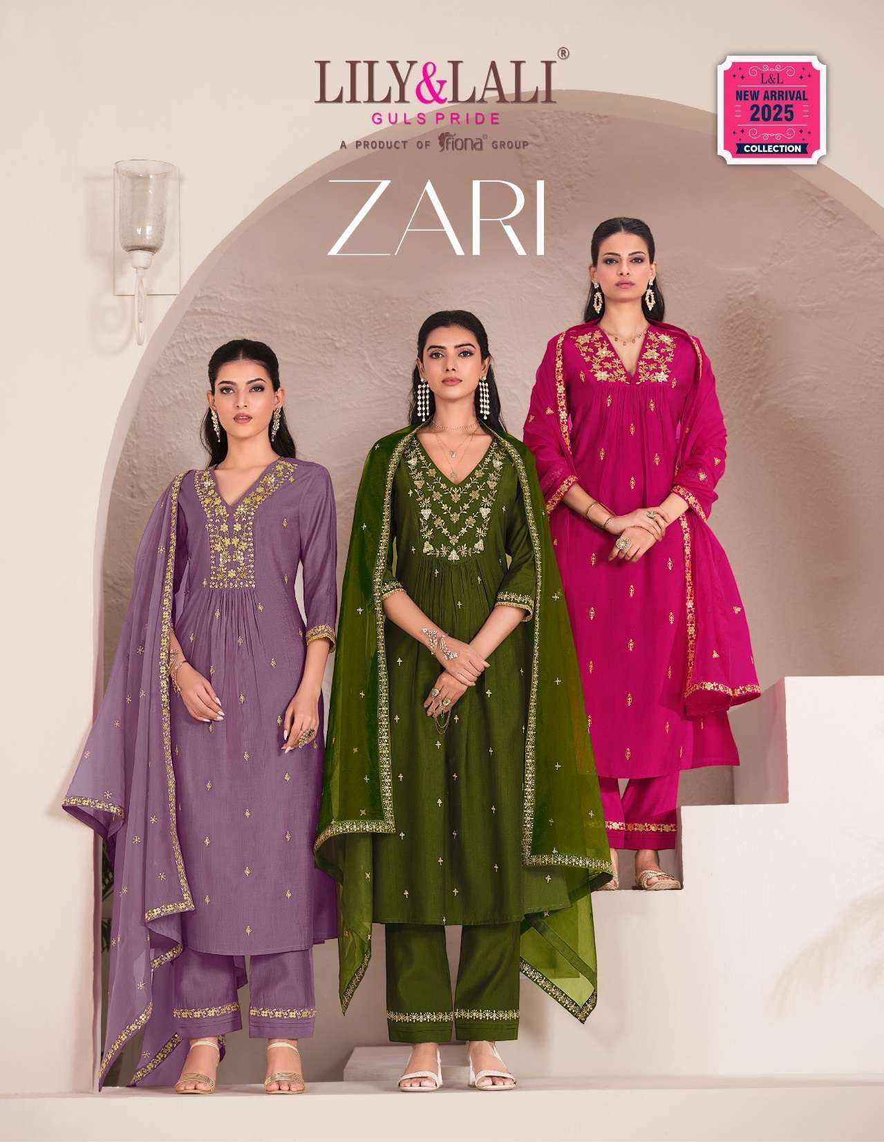 LILY & LALI PRESENTS ZARI VISCOSE FANCY KURTIS CATALOG WHOLESALER AND EXPORTER IN SURAT