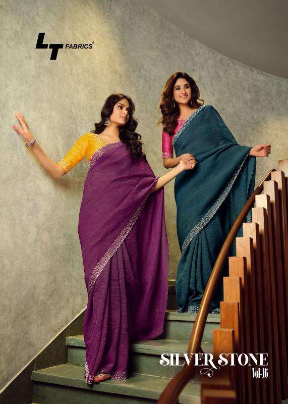 lt fashion presents silver stone vol-16 cosmos hit design fancy sarees catalog wholesaler and exporter 