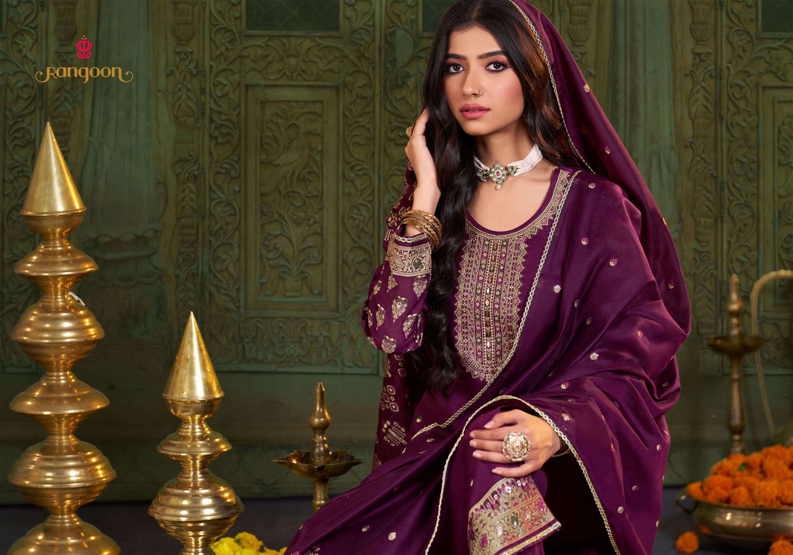 rangoon presents kamla dyed jacquard readymade shop trendy 3pcs kurtis catalog wholesaler and exporter 