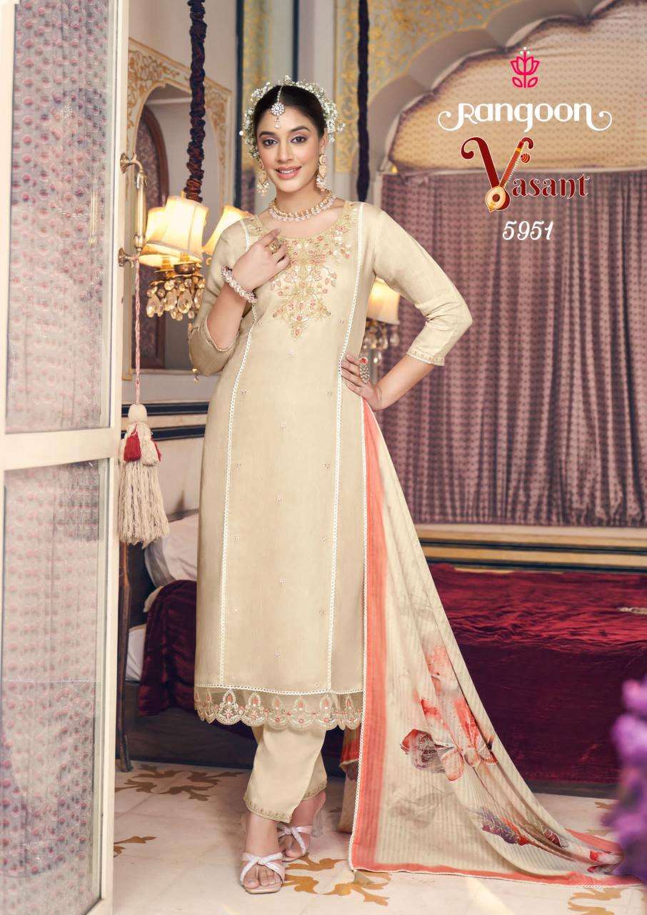 rangoon presents vasant viscose readymade classic look 3pcs kurtis catalog wholesaler and exporter 