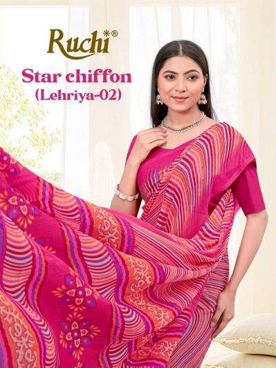 Ruchi presents star chiffon lehriya special vol-2 daily wear saree catalog wholesaler and exporter in surat