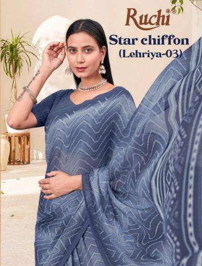 ruchi presents star chiffon lehriya special vol-3 casual wear best saree catalog wholesaler and exporter 