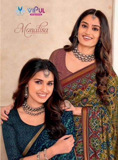 vipul presents monalisa natural soft hit design printed sarees catalog wholesaler