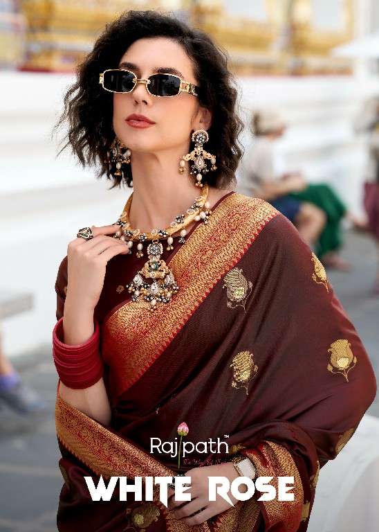 Rajpath Presents White Rose Wholesale Sattin Silk Fabrics Indian Sarees Catalog Wholesaler And Exporter 