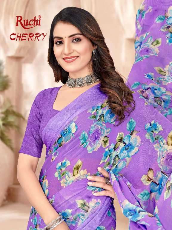 RUCHI PRESENTS CHERRY VOL-47 COMFY WEAR CHIFFON SAREES CATALOG WHOLESALER AND EXPORTER 