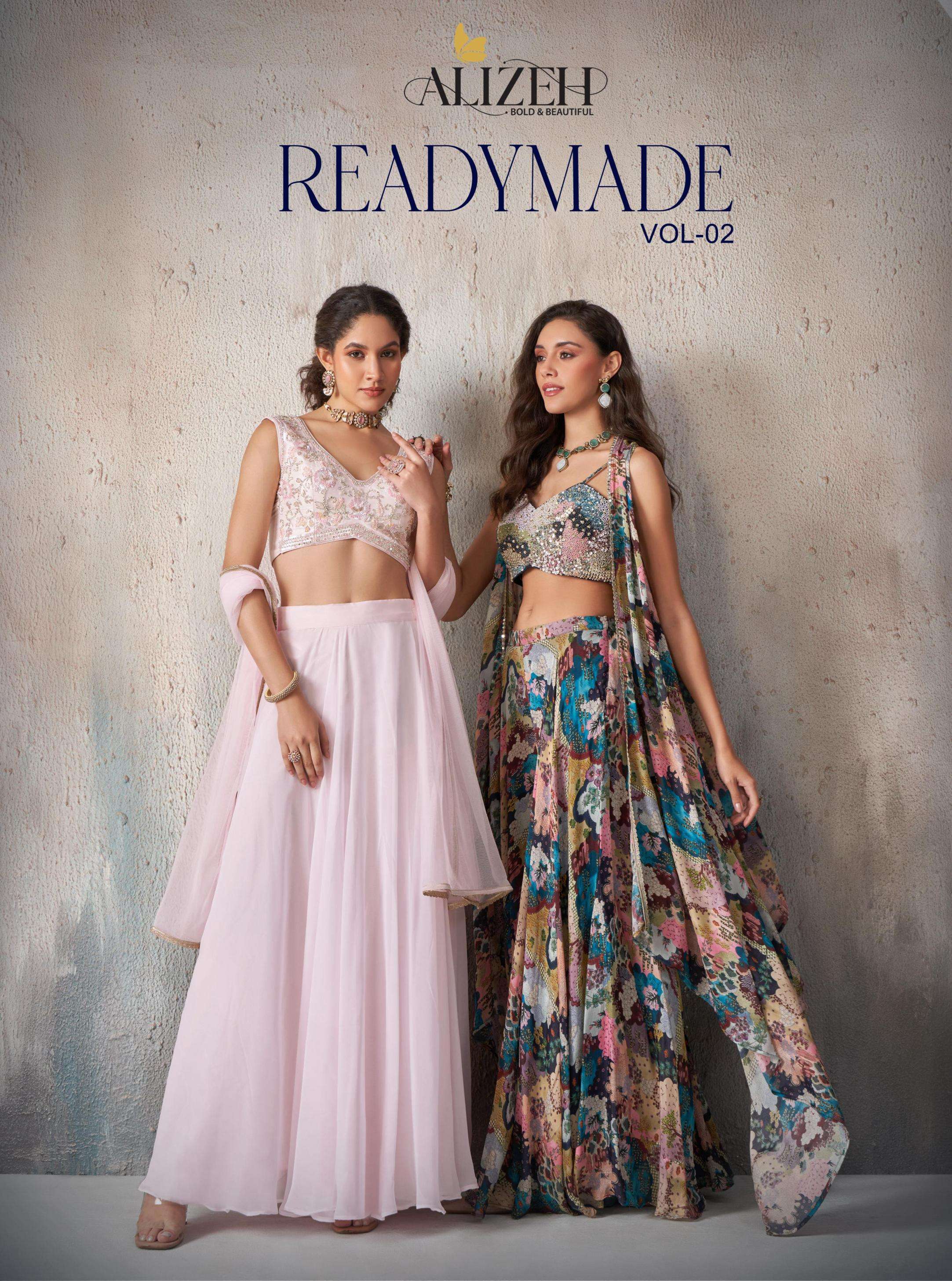 Alizeh Presenting Readymade Vol-2 Fancy Georgette Chinon Ready To Wear Lehenga Catalog Wholesaler And Exporter 