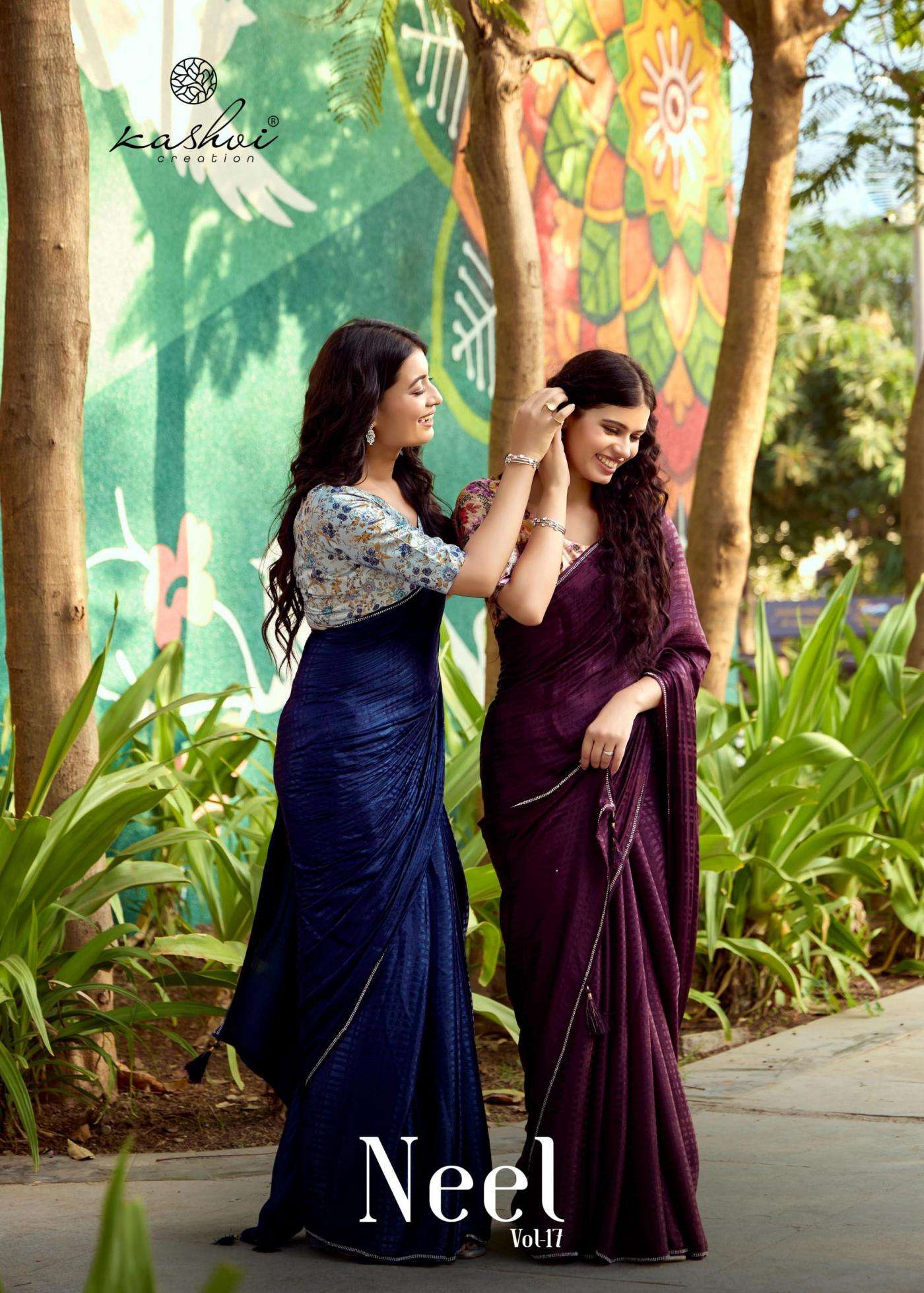 KASHVI CREATION PRESENTS NEEL VOL-17 CLASSY LOOK MONO SATIN SAREE FOR WOMEN CATALOG WHOLESALER AND EXPORTER 
