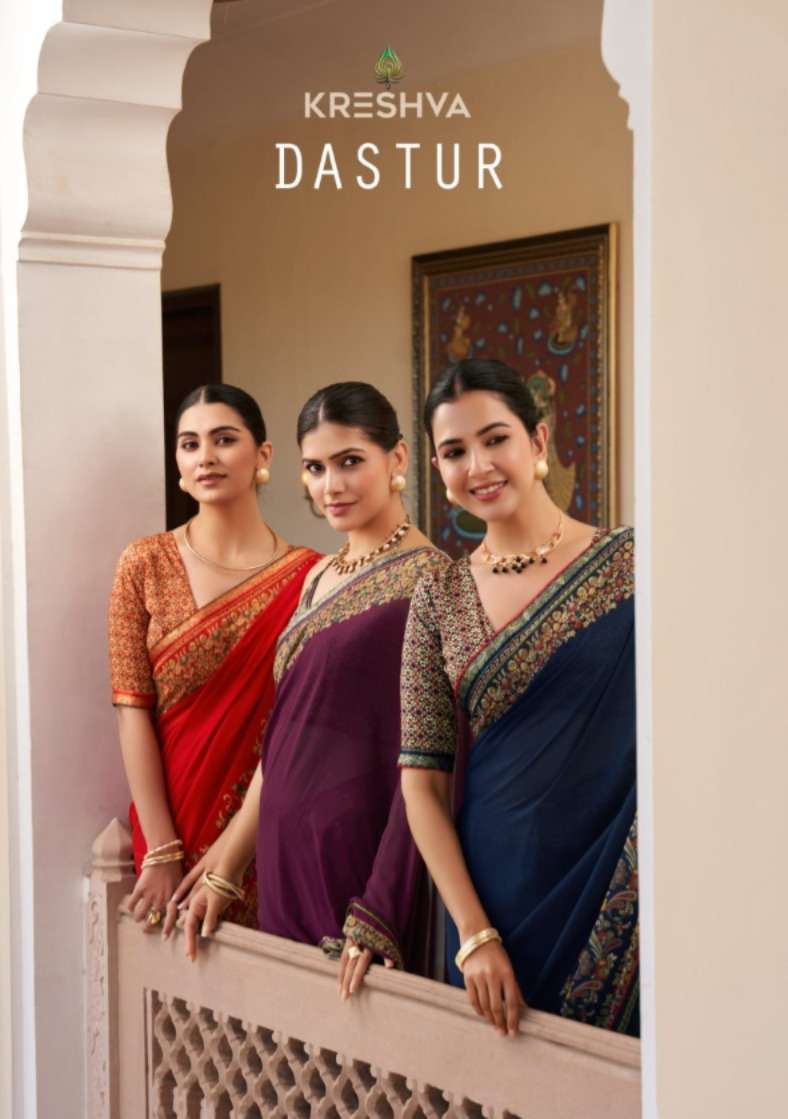 Kreshva Presents Dastur Georgette Shop Trendy Sarees Catalog Wholesaler And Exporter In Surat