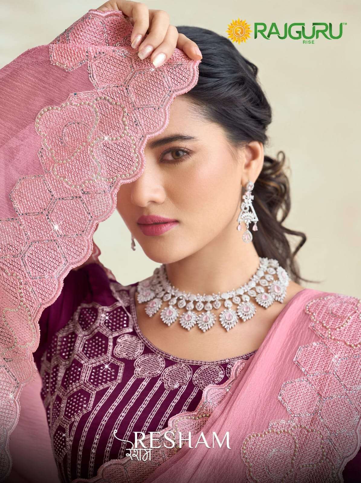 RAJGURU PRESENTS RESHAM FANCY PARTY WEAR SAREES CATALOG WHOLESALER AND EXPORTER 