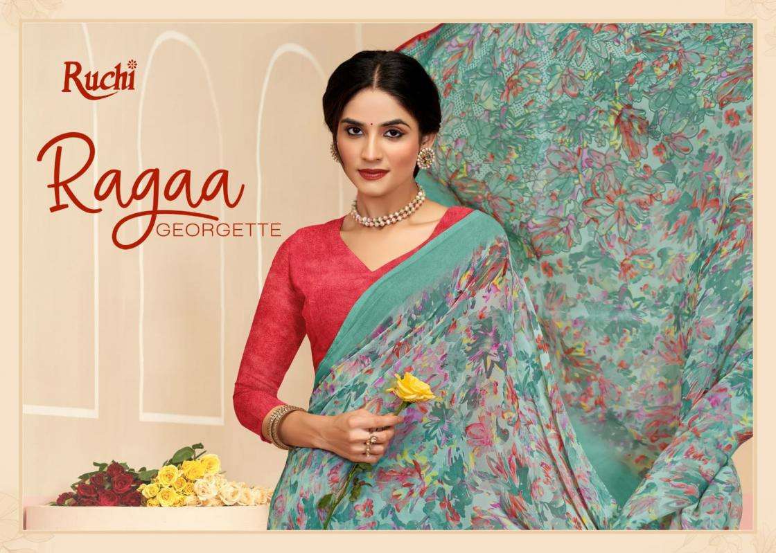 RUCHI PRESENTS RAGAA GEORGETTE VOL- 17 SOFT PRINTED SAREES CATALOG WHOLESALER AND EXPORTER 