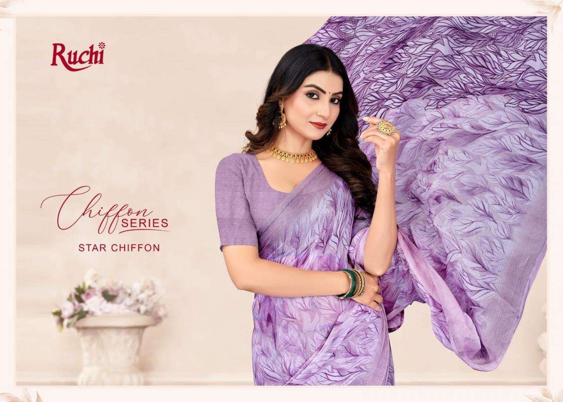 Ruchi Presents Star Chiffon Vol -196 Chiffon Printed Saree Catalog Wholesaler And Exporter 