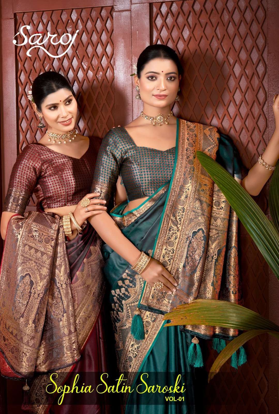 Saroj presents Sophia satin saroski vol-1 heavy pallu designer sarees catalog collection 