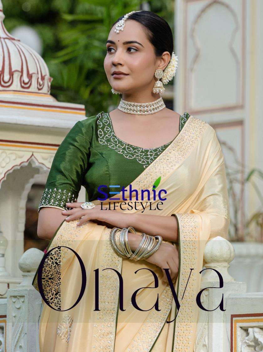 SETHNIC LIFESTYLE ONAYA ULTRASOFT CHINON FANCY SAREE ONLINE SHOPPING