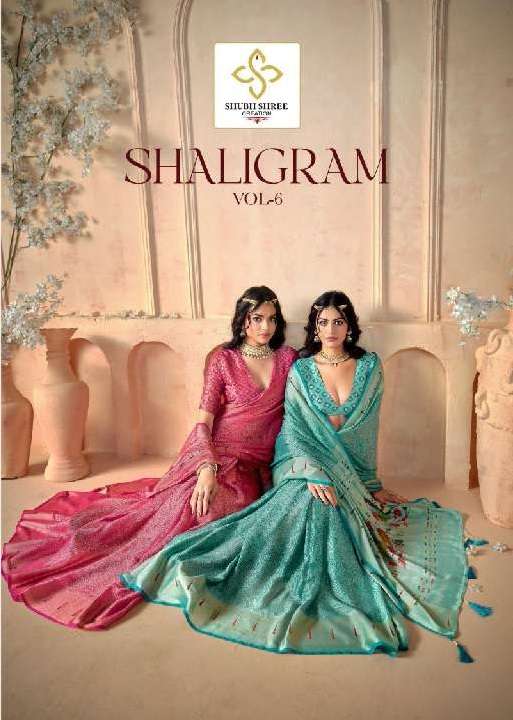SHUBH SHREE PRESENTS SHALIGRAM VOL-6 WHOLESALE DESIGNER SAREES WITH FANCY COLOURS CATALOG WHOLESALER AND EXPORTER 