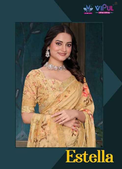 Vipul Presents Estella Wholesale Dal Moss Wholesale Indian Ethnic Sarees Catalog Wholesaler And Exporter 