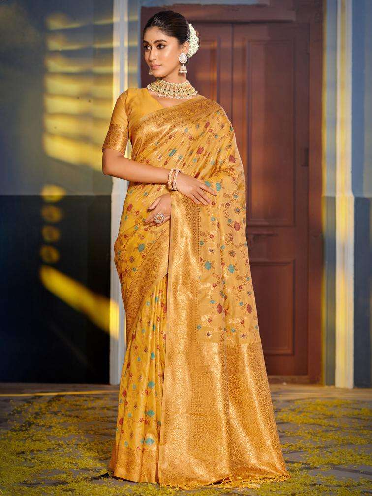 Astita Presents Swarnika Fancy Designer Banarasi Silk Fabric Saree Wholesale With Fancy Latkan