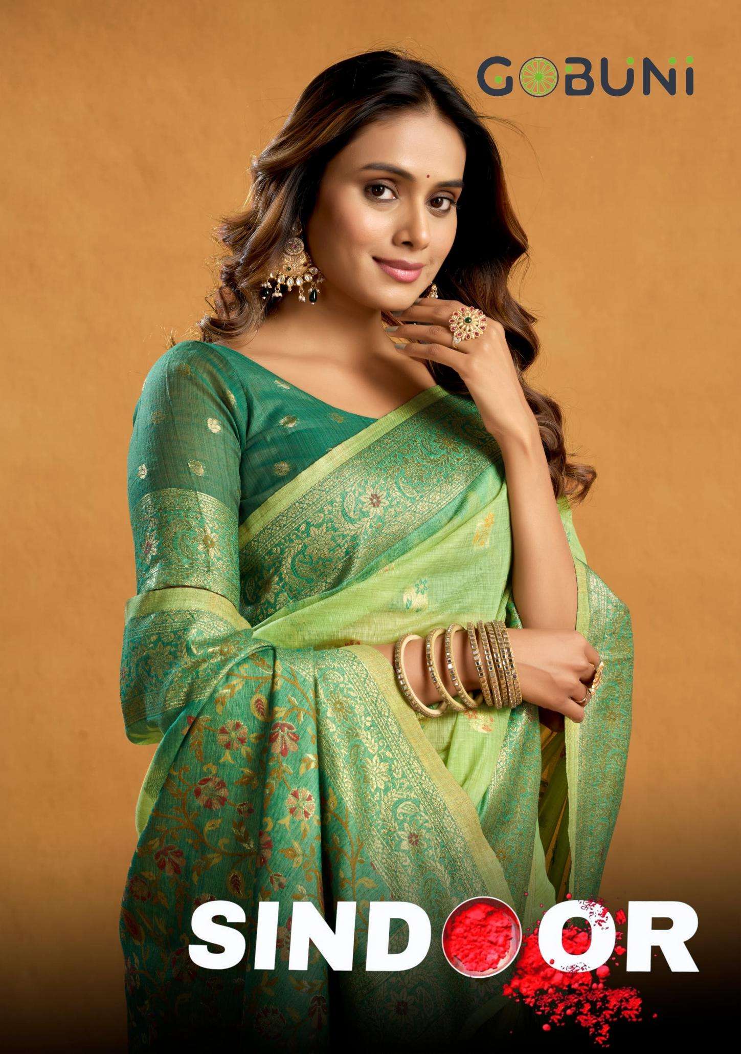gobuni presents sindoor cotton beautiful zari exclusive sarees catalog