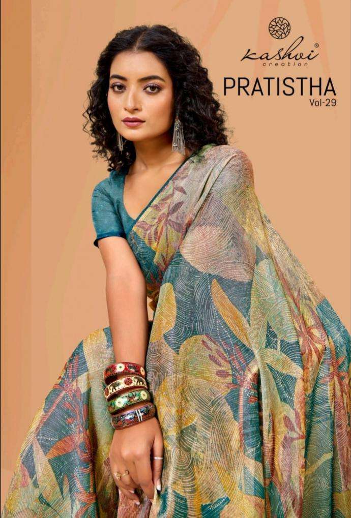 kashvi creation Presents Pratistha Vol-29 Hit Design Brasso Saree Catalog Wholesaler And Exporter 