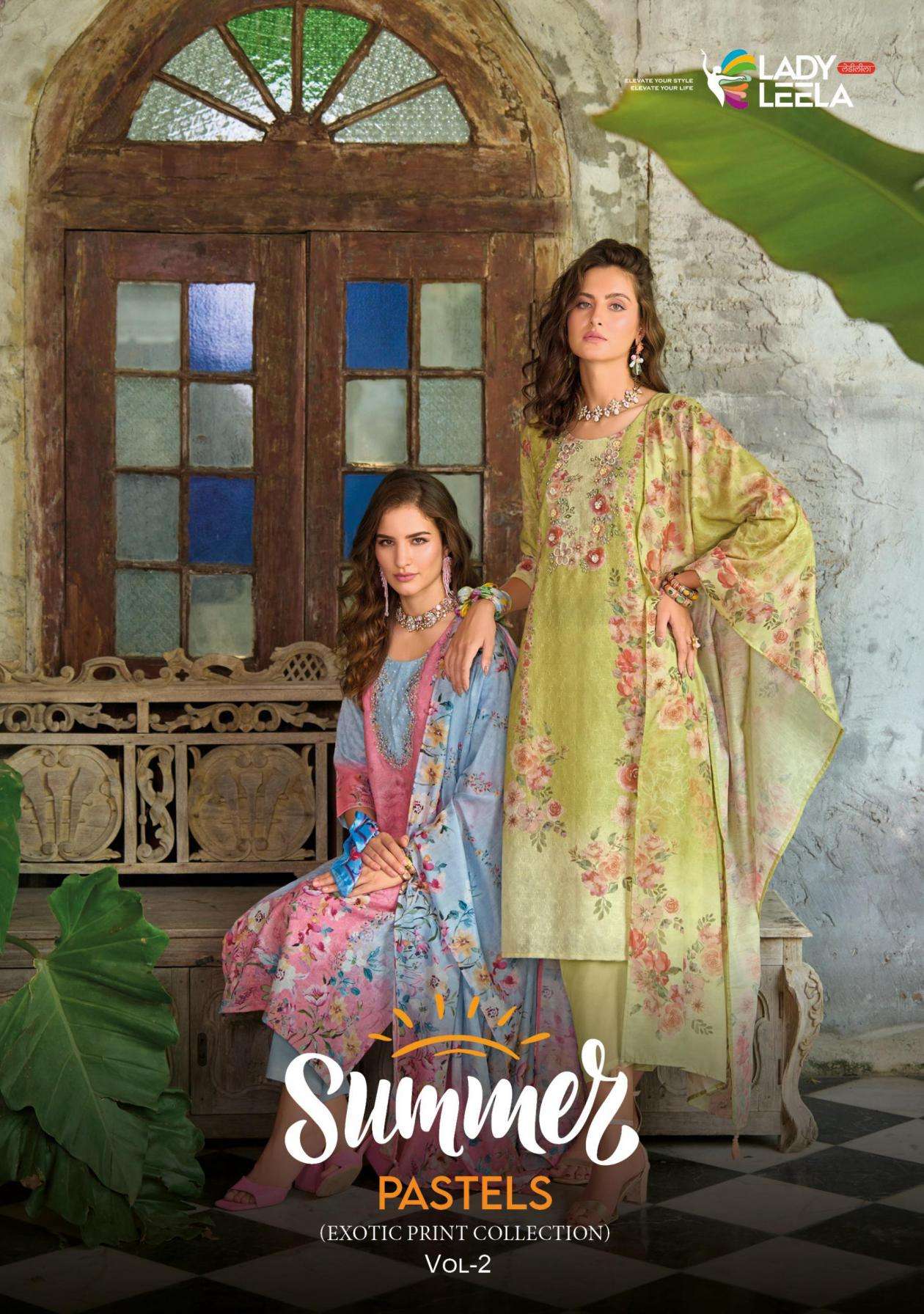 LADY LEELA PRESENTS SUMMER PASTELS VOL 2 READYMADE LINEN PARTY WEAR SUIT FOR WOMENS CATALOG WHOLESALER 